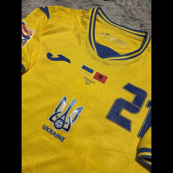 UKRAINE NATIONS LEAGUE 2024 VS ALBANIA MATCH WORN & SIGNED JERSEY KABAIEV #21 - Picture 5 of 9